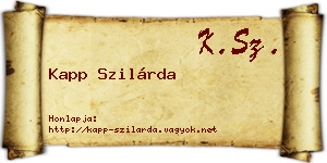 Kapp Szilárda névjegykártya